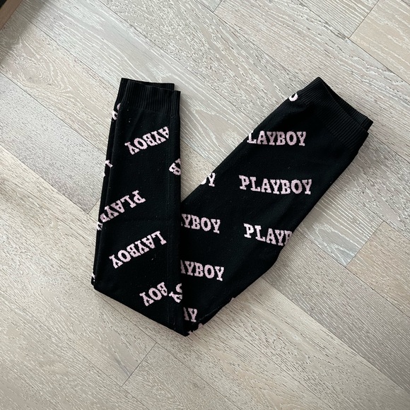 NWOT | Playboy X Missguided | High Waist Premium Knit Leggings | Size 4 | Black - Picture 4 of 9